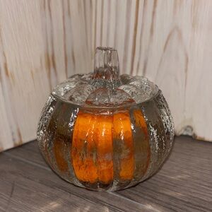 Avon Harvest Glow Glass Pumpkin Candle Holder - 1982